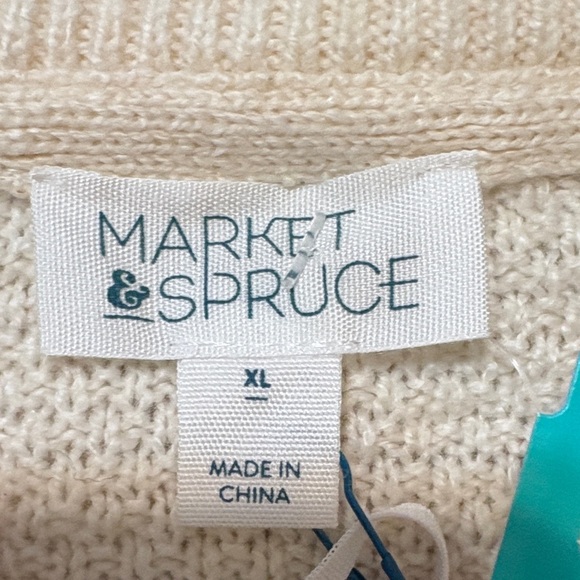 NWT Market & Spruce Women’s Cream Sweater with Button Details Sz. XL - Picture 4 of 8